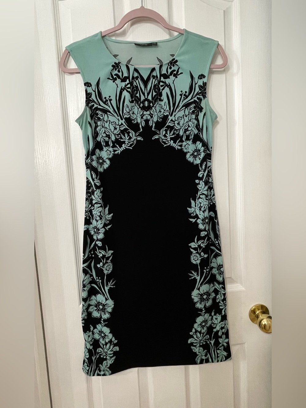 Apt. 9 Mint and Black Floral-Print Sleeveless Midi Dress